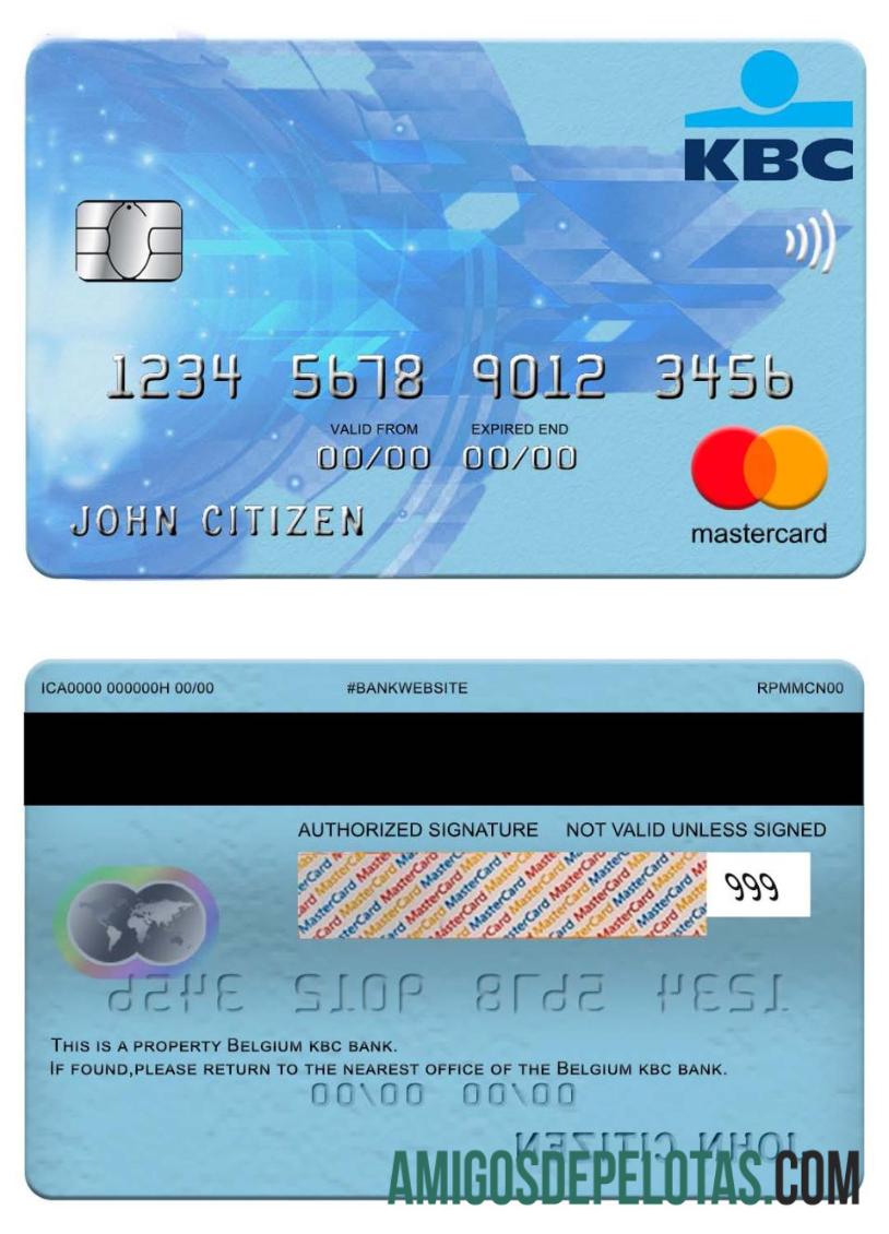 Bélgica KBC Bank Mastercard exemplo